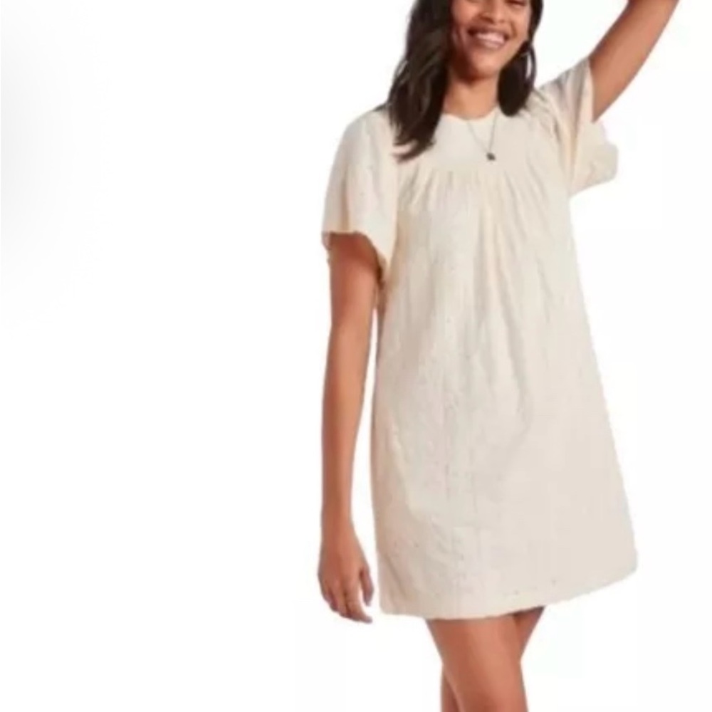 Boho Cottagecore Off-White Mini Dress